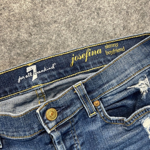 7 For All Mankind Jeans Womens 26 Josefina Skinny Boyfriend Distressed‎ Denim - Picture 4 of 13